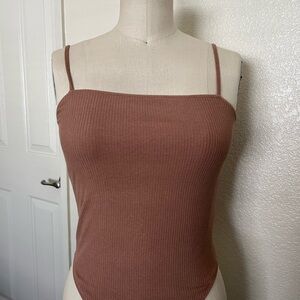 Old Navy Brown Ribbed Bodysuit